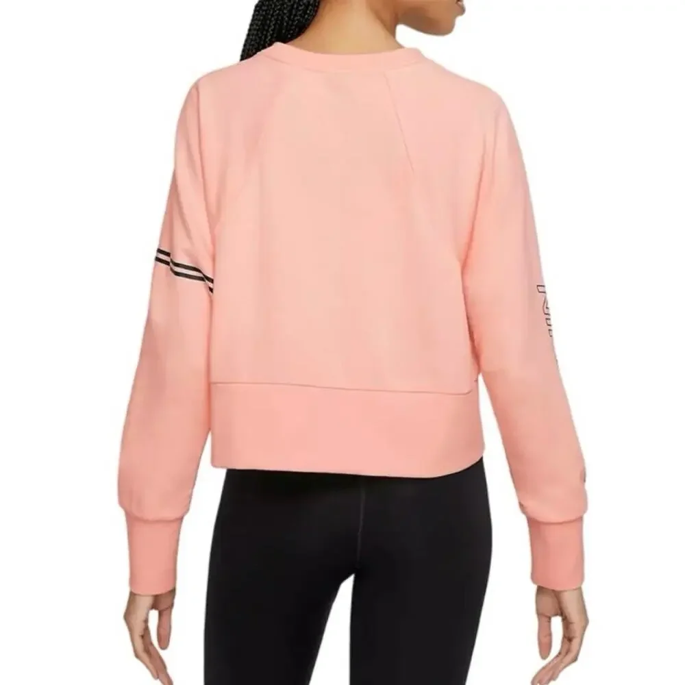 Nike Pro Dri-Fit Get Fit Women's Crew Boxy Cropped sweatshirt pink L - Picture 2 of 13